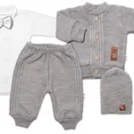 Baby Nellys 5D pletená sada, Boy - šedá, 68