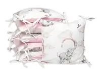 Baby Nellys Bavlněný polštářkový mantinel  Slon a duha, růžová/bílá