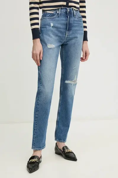 Džíny Calvin Klein Jeans dámské, modrá barva, J20J224506