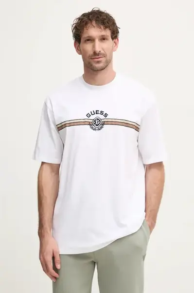 Bavlněné tričko Guess MOJO bílá barva, s potiskem, Z5RI02 I3Z14