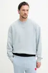 Bavlněná mikina HUGO pánská, modrá barva, hladká, 50540920