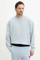 Bavlněná mikina HUGO pánská, modrá barva, hladká, 50540920