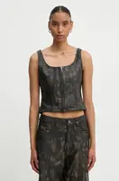 Kožená halenka Gestuz černá barva, vzorovaná, 10909487