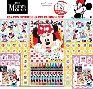 Samolepkový set s omalovánkami a voskovkami - Minnie