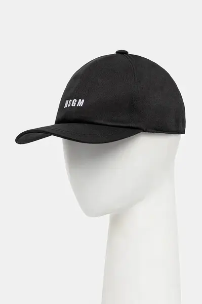 Bavlněná baseballová čepice MSGM černá barva, 3940ML02.257580