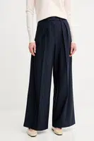 Kalhoty MM GELA dámské, tmavomodrá barva, široké, high waist, 2526786037600