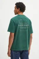 Bavlněné tričko Abercrombie & Fitch pánské, zelená barva, s potiskem, KI123-5233-303