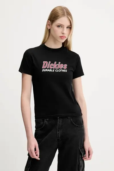 Bavlněné tričko Dickies dámské, černá barva, DK0A87Q5