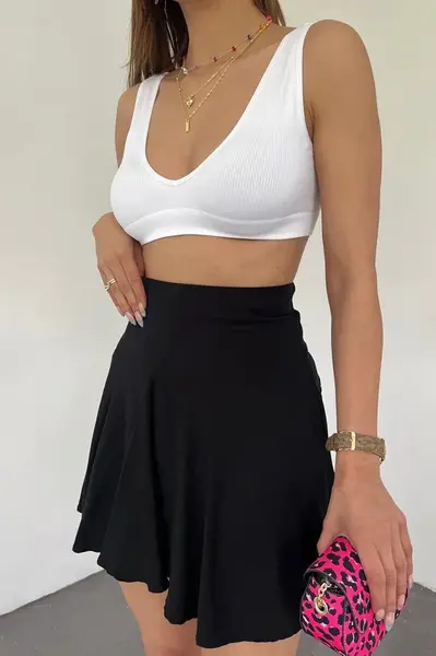 42016 Dewberry Womens Lightweight Viscose Summer Skort-BLACK