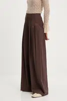 Kalhoty Answear.LAB dámské, hnědá barva, široké, high waist