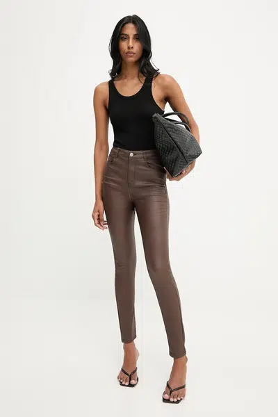 Kalhoty Answear.LAB dámské, hnědá barva, přiléhavé, high waist