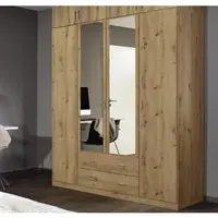 Šatní skříň se zrcadlem Case, 181 cm, dub artisan