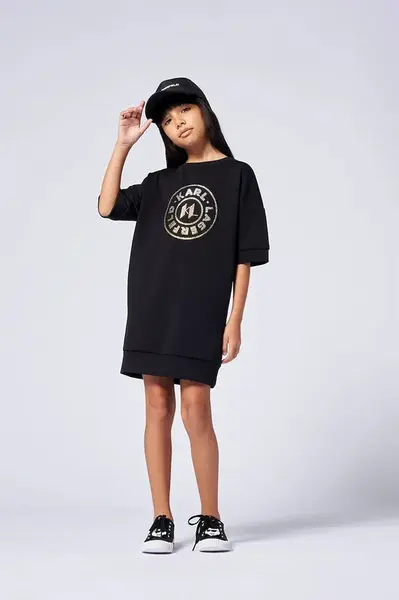Dívčí šaty Karl Lagerfeld černá barva, mini, oversize, Z30464