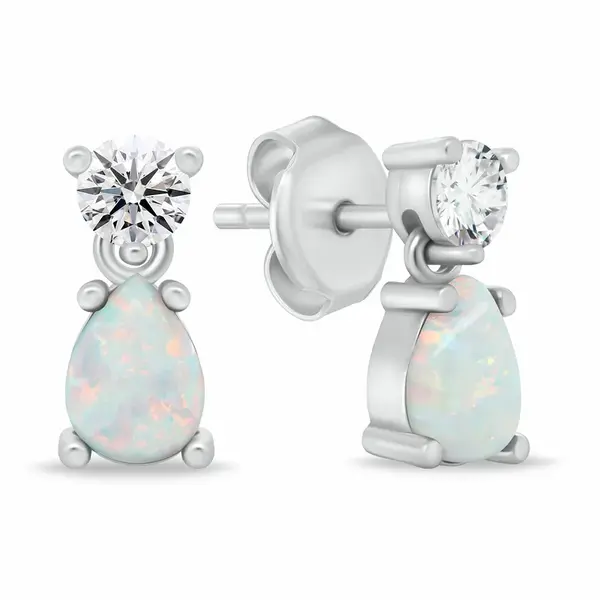 Brilio Silver Moderní stříbrné náušnice se syntetickými opály EA1187W