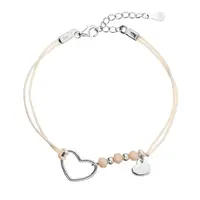 Evolution Group - Pavona Béžový kabala náramek se srdíčky 13053.3