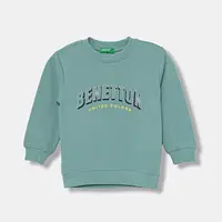 Dětská bavlněná mikina United Colors of Benetton tyrkysová barva, s potiskem, 3J70G10JY