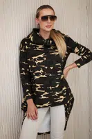 Mikina s dlouhým zadním dílem camo khaki+hnědá