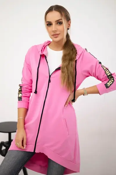 Mikina se zipem vzadu světle růžová