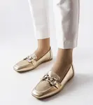 Gemre Golden moccasins with rhinestones Marechal