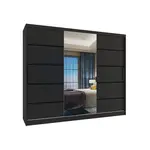 B BELINI GROUP POSUVNÁ SKŘÍŇ Verona MBP, Černá Mat, 232 cm, se zrcadlem