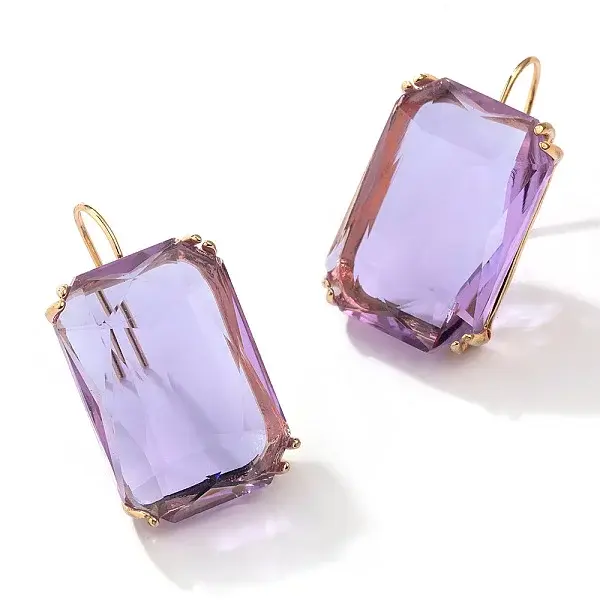 Rectangle Alloy Cubic Zirconia Dangle Earrings