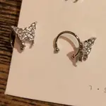 Butterfly Brass Micro Pave Clear Cubic Zirconia Cuff Earrings