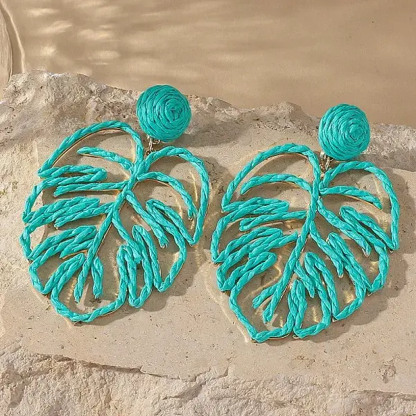 Iron Raffia Dangle Stud Earrings
