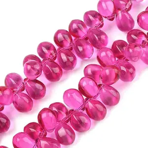 Baking Paint Transparent Glass Beads Strands