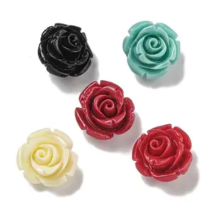Synthetic Coral Dyed Carved Beads