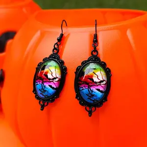 Alloy Glass Dangle Earrings