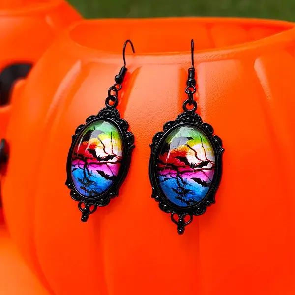 Alloy Glass Dangle Earrings