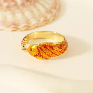 Brass Enamel Cuff Open Rings