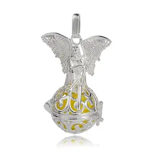 Silver Color Plated Brass Hollow Round Cage Pendants
