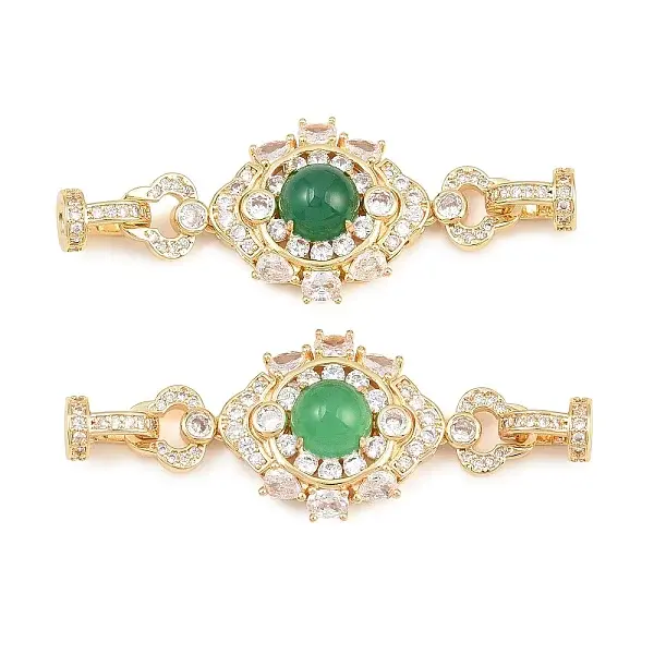 Brass Micro Pave Clear Cubic Zirconia Fold Over Clasps