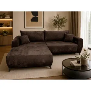 P & B ROHOVÁ SEDAČKA, textil, hnědá
