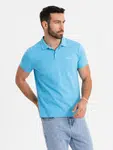 Ombre Cotton pique knit polo shirt - light blue