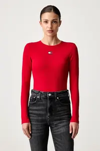Tommy Jeans  tričko s dlouhým rukávem dámské bavlněné s elastanem