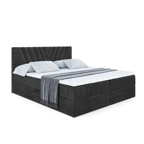 ALTDECOR AMERICKÁ postel s matrací H4 a roštem – ERNINA – 140 × 200 cm – H4 – černá