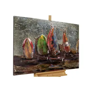 KUNSTLOFT KOVOVÝ OBRAZ KOLEM SVĚTA, 100/70 CM