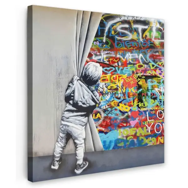 MuchoWow OBRAZ NA PLÁTNĚ Graffiti - Chlapec - Ilussie - Street art 20x20 cm