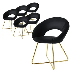 ML-DESIGN JÍDELNÍ ŽIDLE, sada 6 ks, černý samet