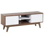 Beliani TV STOLEK Tmavě hnědý, Bílý ROCHESTER 40/142/53 cm