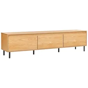 Beliani TV STOLEK Světle hnědý, Černý Nikea 45/180/40 cm