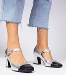 Gemre Silver women's pumps with black toe Radora