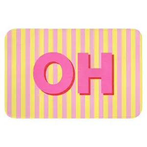 OnlyWow KOUPELNOVÁ PŘEDLOŽKA Text - Pruhy - Růžová 60x40 cm