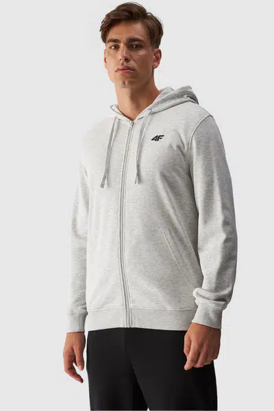 Pánská Mikina Na Zip S Kapucí Šedá 4FWMM00TSW