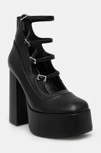 Koi Footwear  Lodičky  GURREN BLACK STRAPPY PLATFORM HEELS