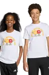 Dětské bavlněné tričko adidas bílá barva, s potiskem, JV5248