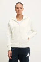 Mikina adidas All SZN dámská, béžová barva, s kapucí, hladká, JD4689