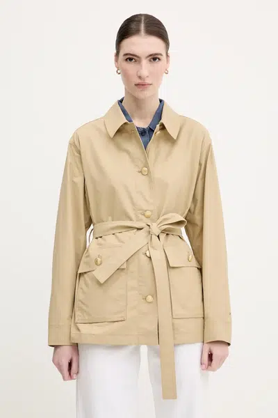 Bunda Tommy Hilfiger zelená barva, přechodná, WW0WW45620